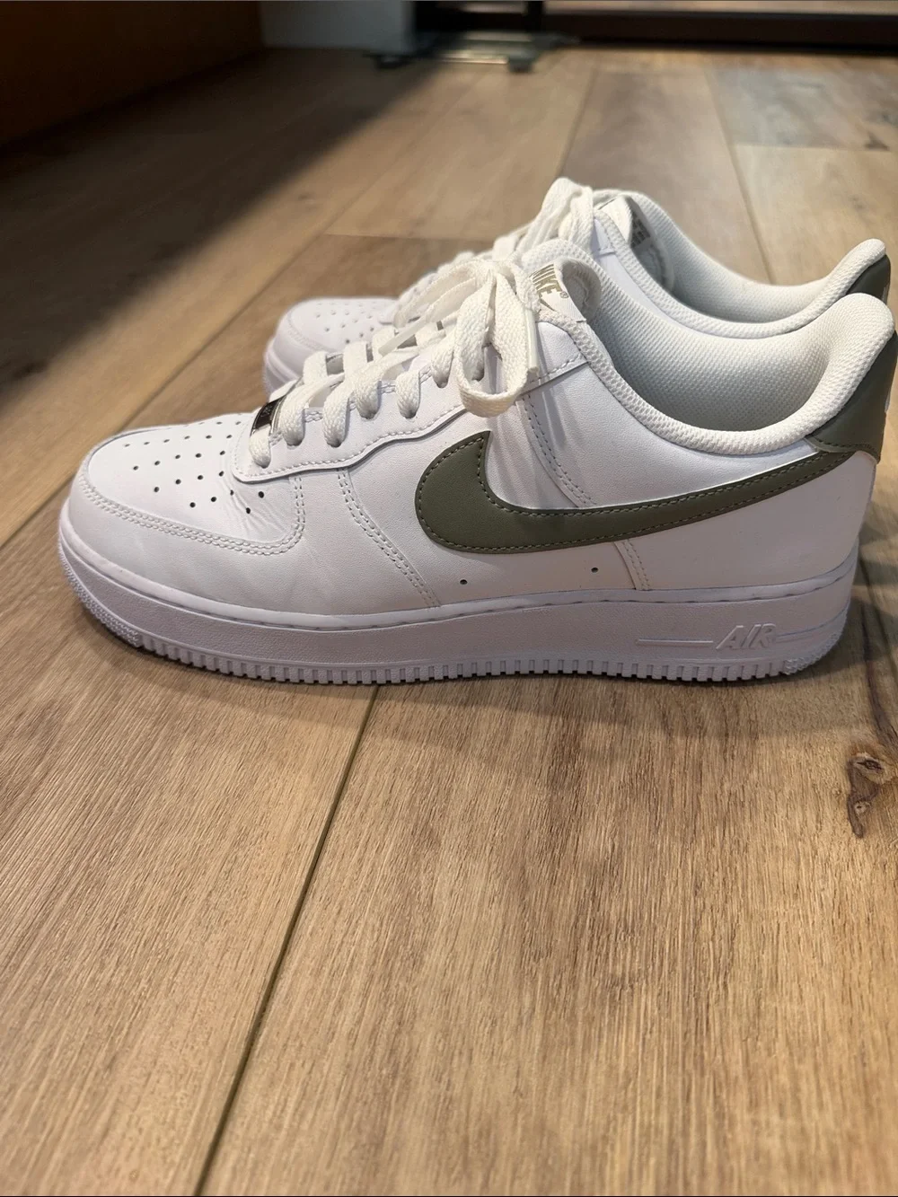 Nike Air Force 1 Low White with Army Green Swoosh